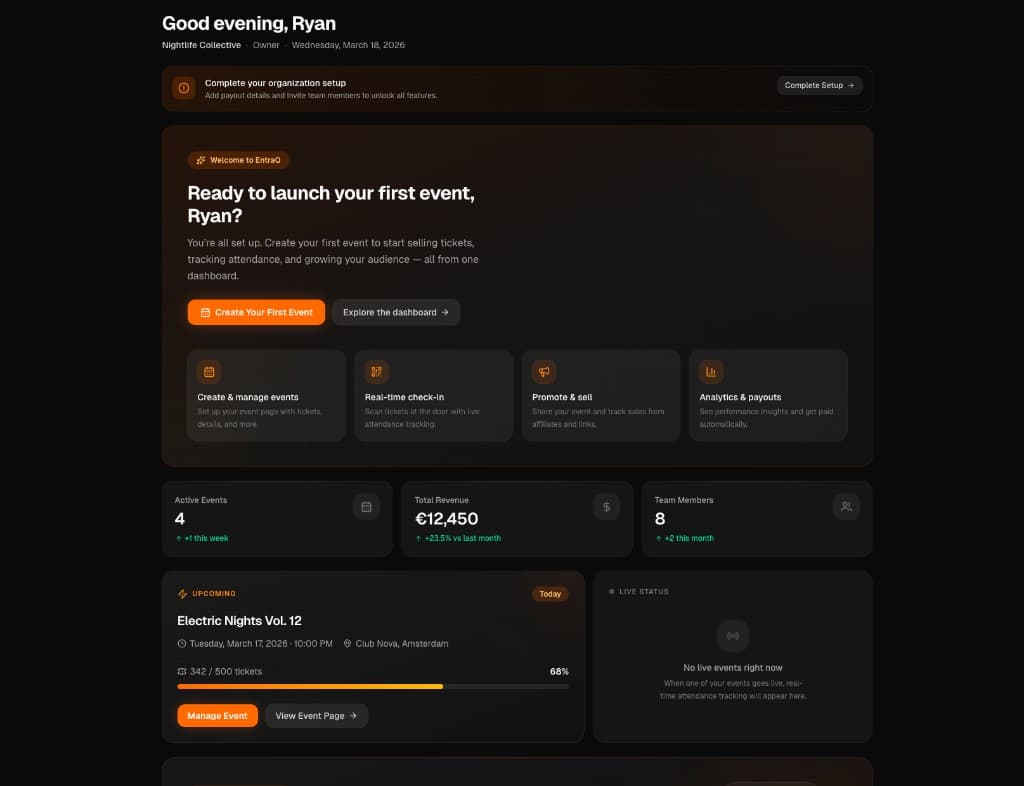 Dashboard de promotor EntraQ